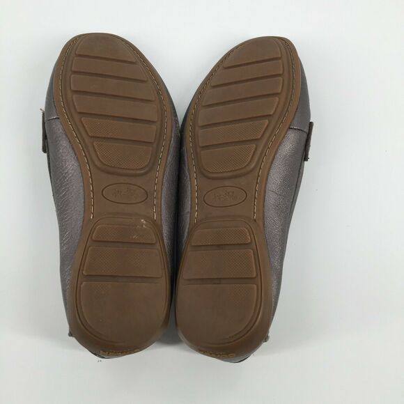 Coach Flash Slip On Leather Loafers 7 Pewter Silver Driving Flats A9377 - Picture 10 of 10